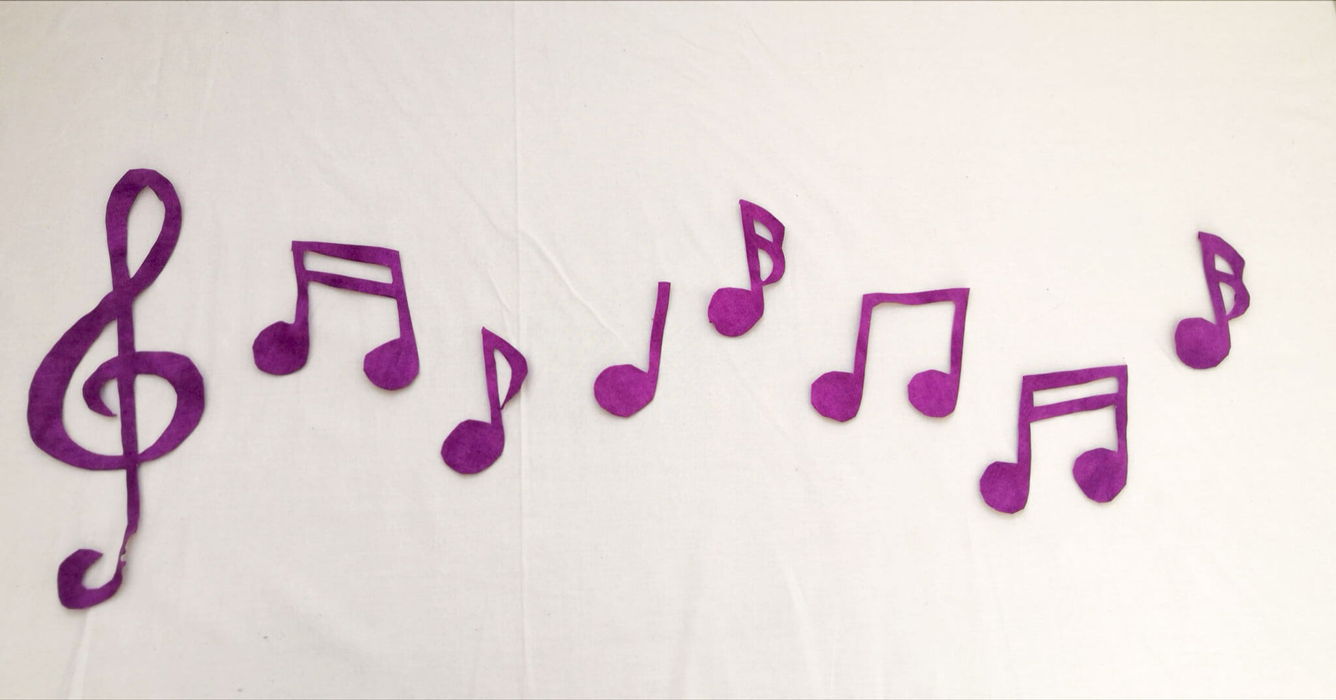 Music key and music note applique pieces